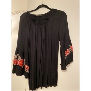 Black blouse with floral sleeves